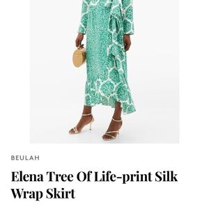 Beulah Elena Tree of Life Green Silk Wrap Skirt